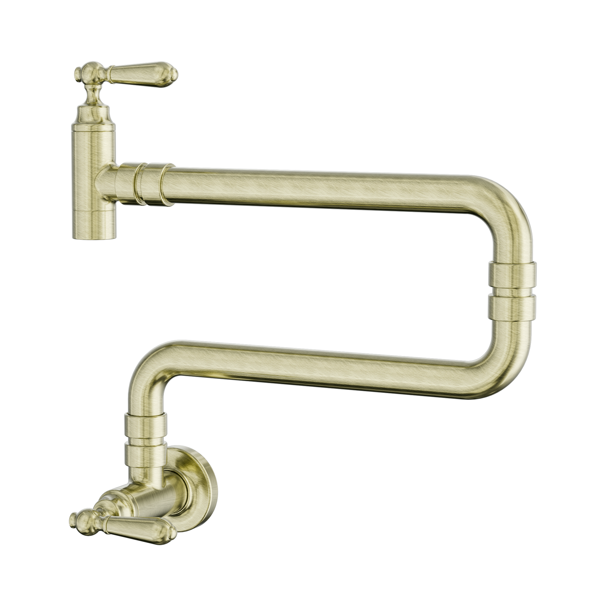 NERO YORK LEAD FREE WALL MOUNTED POT FILLER 300MM AGED BRASS