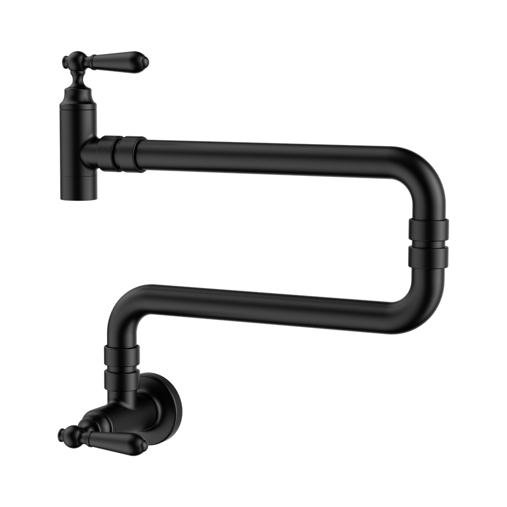 NERO YORK WALL MOUNTED POT FILLER 300MM MATTE BLACK