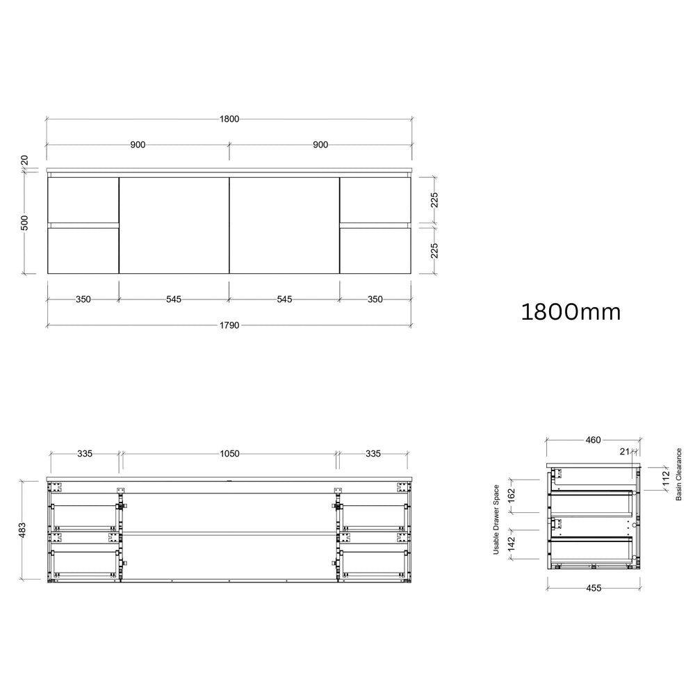 TIMBERLINE NEVADA CUSTOM WALL HUNG VANITY (ALL SIZING)