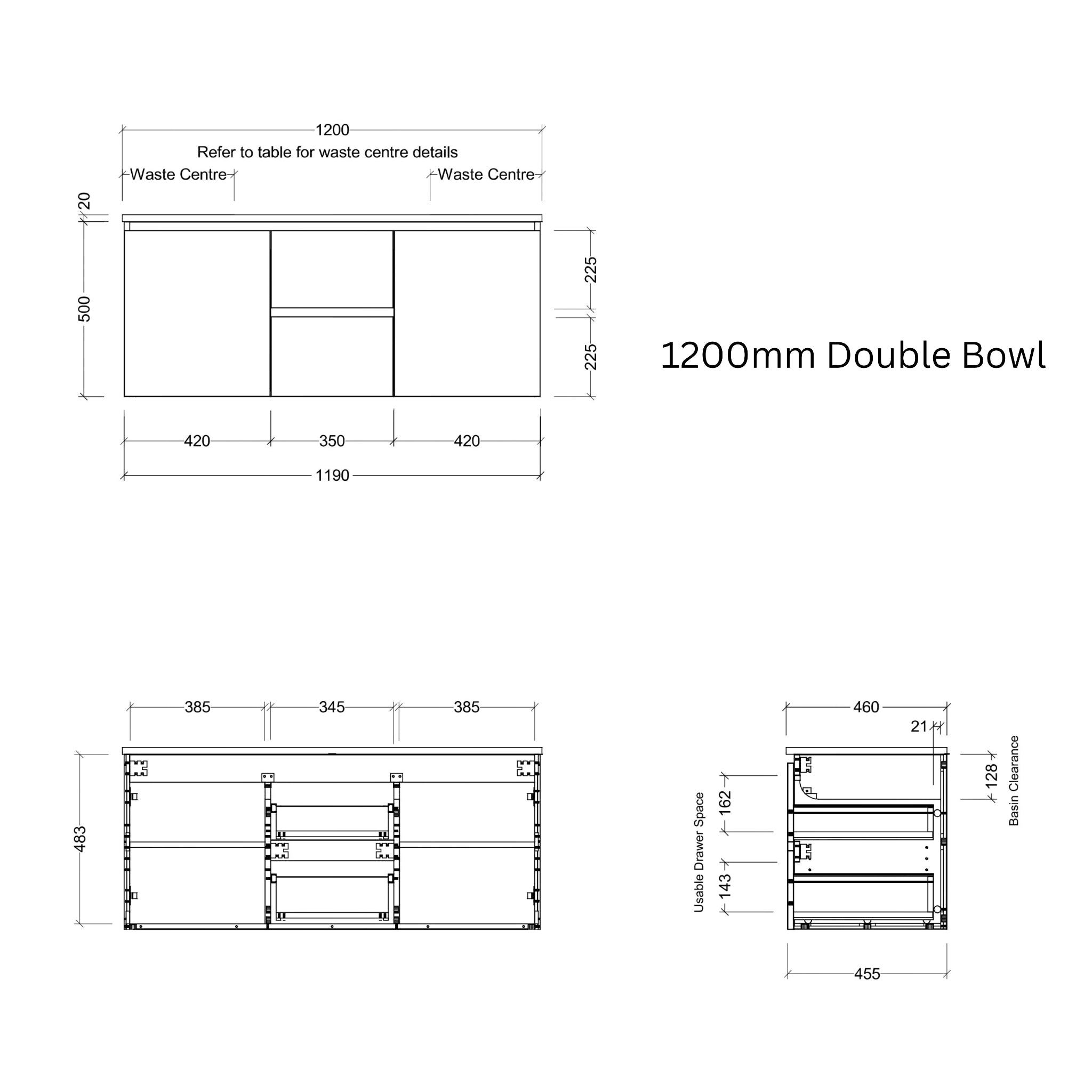 TIMBERLINE NEVADA CUSTOM WALL HUNG VANITY (ALL SIZING)