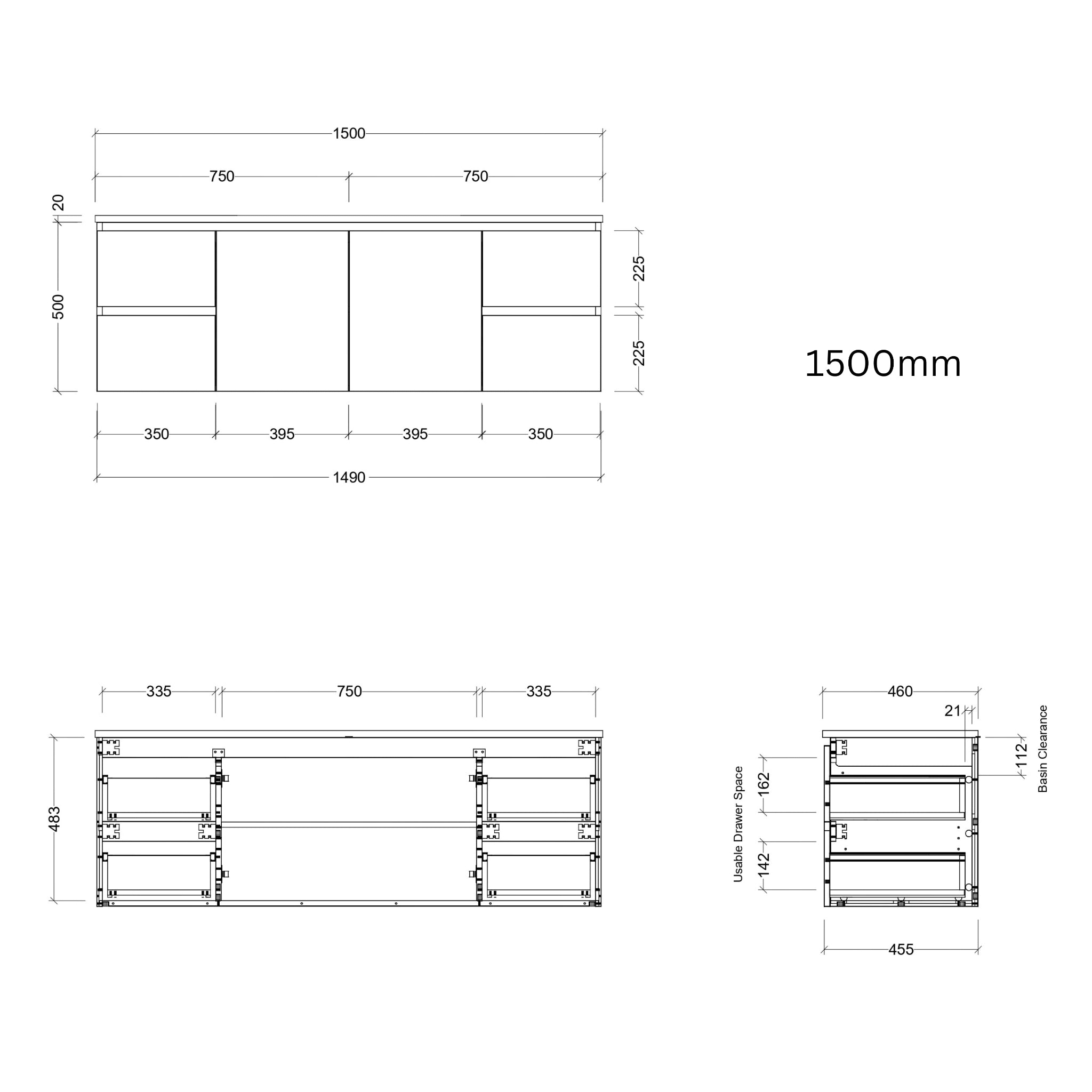 TIMBERLINE NEVADA CUSTOM WALL HUNG VANITY (ALL SIZING)