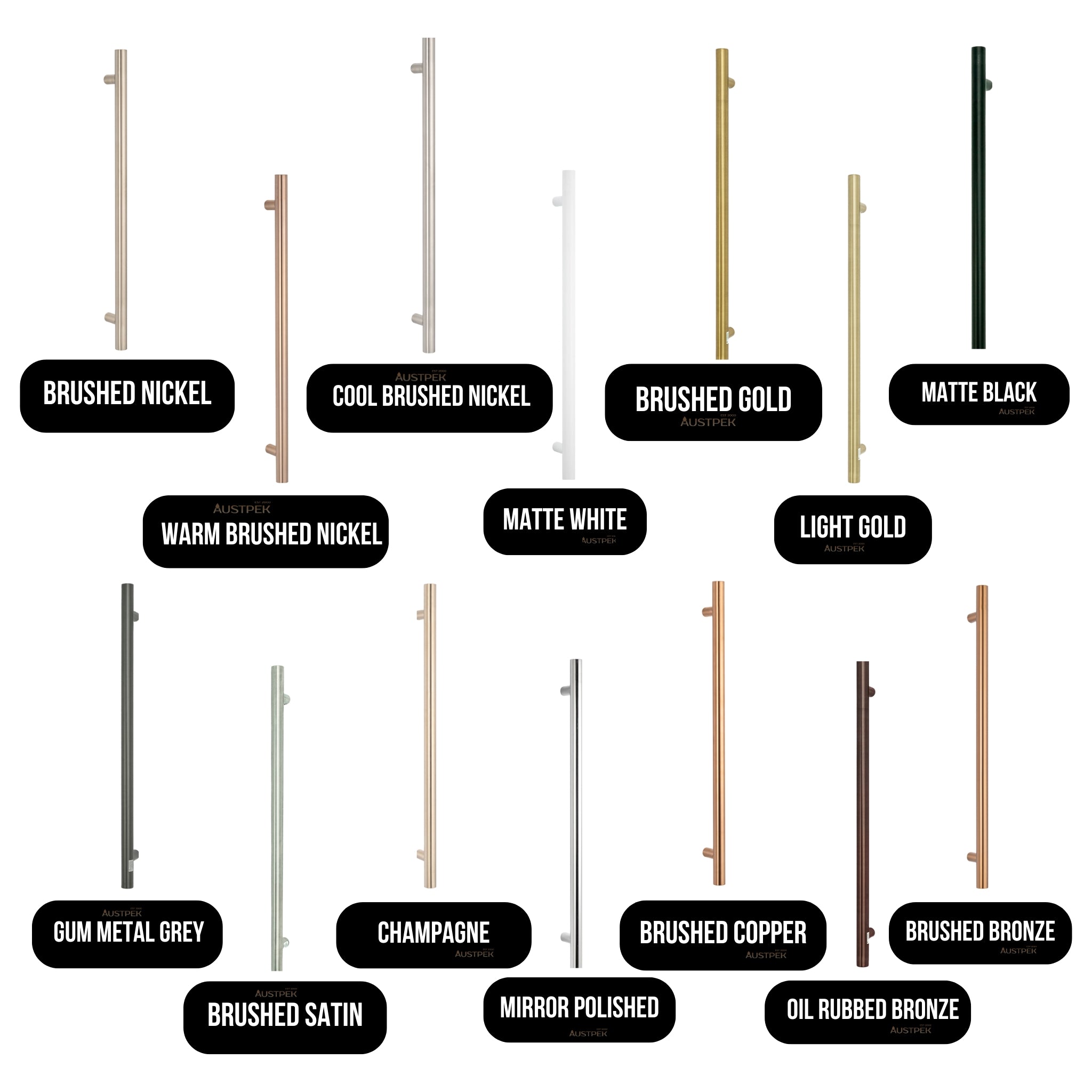 RADIANT HEATING NON-HEATED VERTICAL SINGLE TOWEL RAIL BRUSHED COPPER 950MM