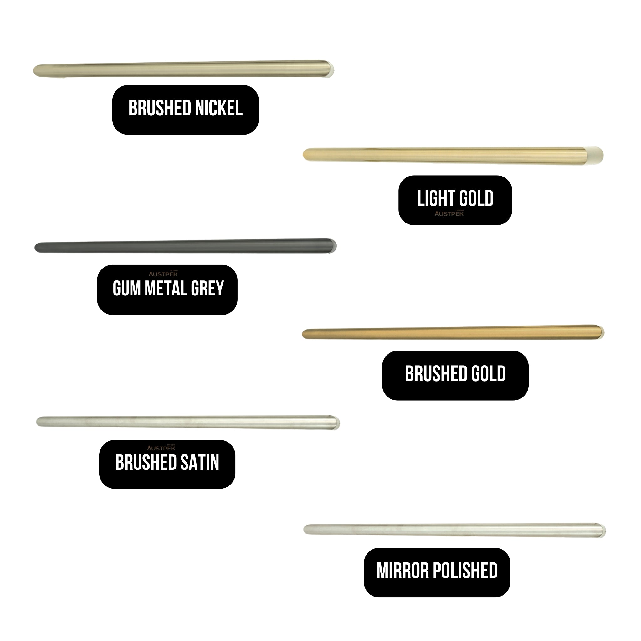 RADIANT HEATING NON-HEATED ROUND SINGLE TOWEL RAIL MIRROR POLISHED 800MM