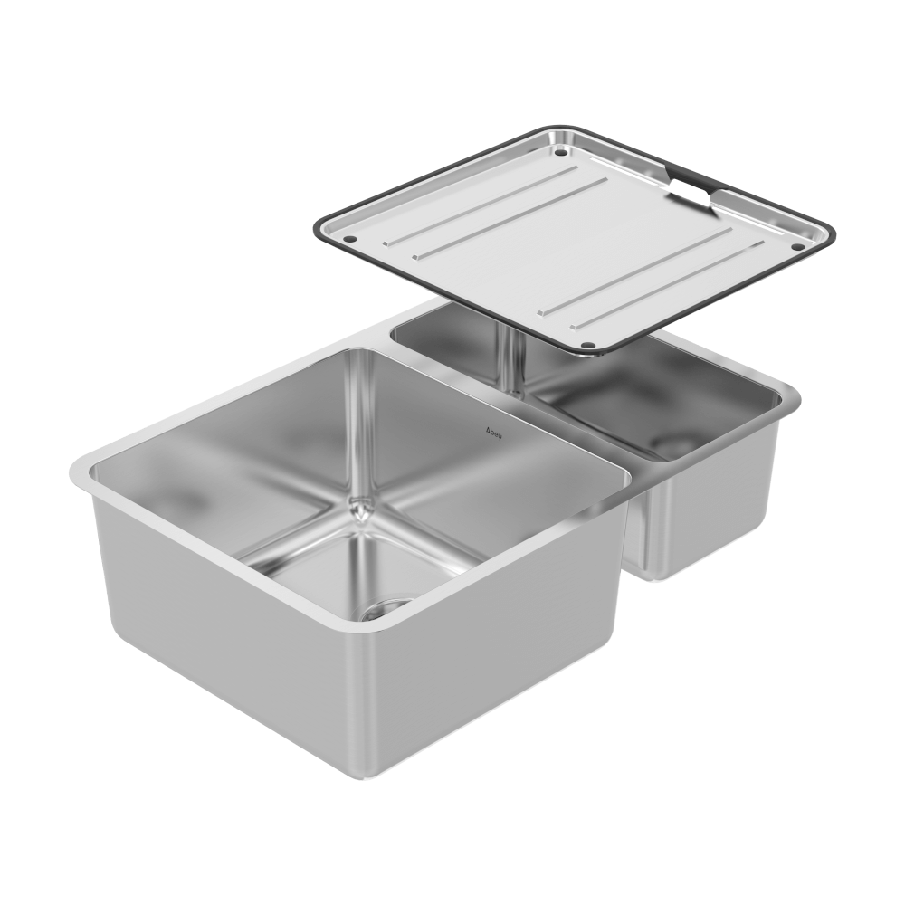 ABEY LAGO 1 & 1/3 DOUBLE BOWL KITCHEN SINK STAINLESS STEEL 650MM