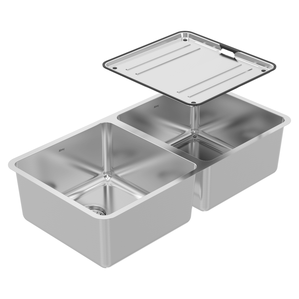 ABEY LAGO DOUBLE BOWL KITCHEN SINK STAINLESS STEEL 830MM