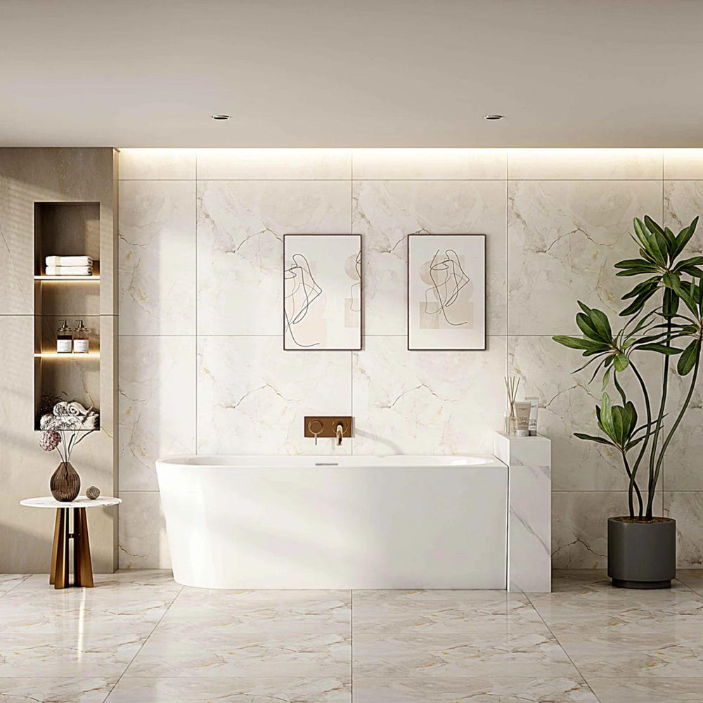 MERCIO NOVA ULTRA THIN RIGHT CORNER BATHTUB GLOSS WHITE (AVAILABLE IN 1400MM, 1500MM AND 1700MM)