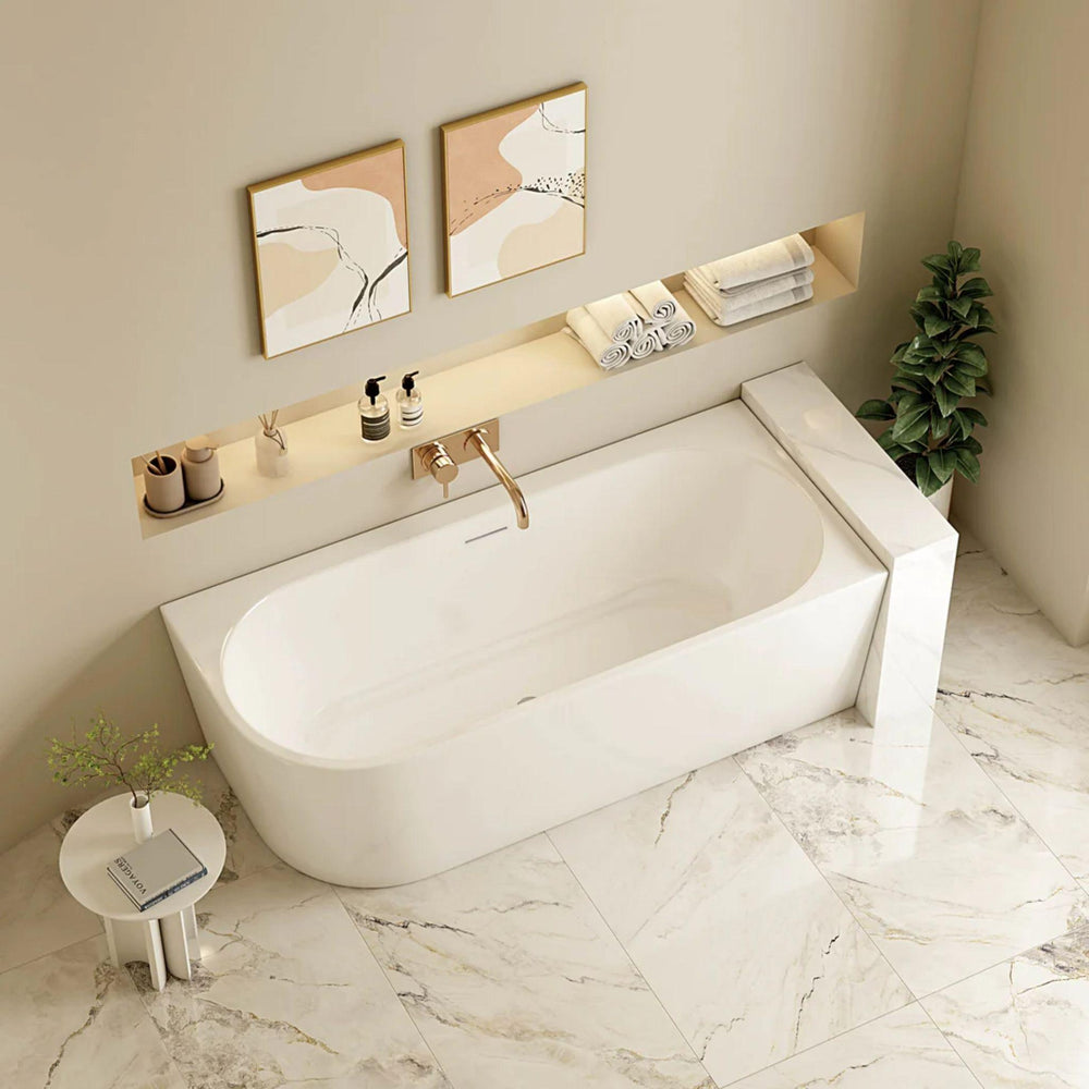 MERCIO NOVA ULTRA THIN RIGHT CORNER BATHTUB GLOSS WHITE (AVAILABLE IN 1400MM, 1500MM AND 1700MM)