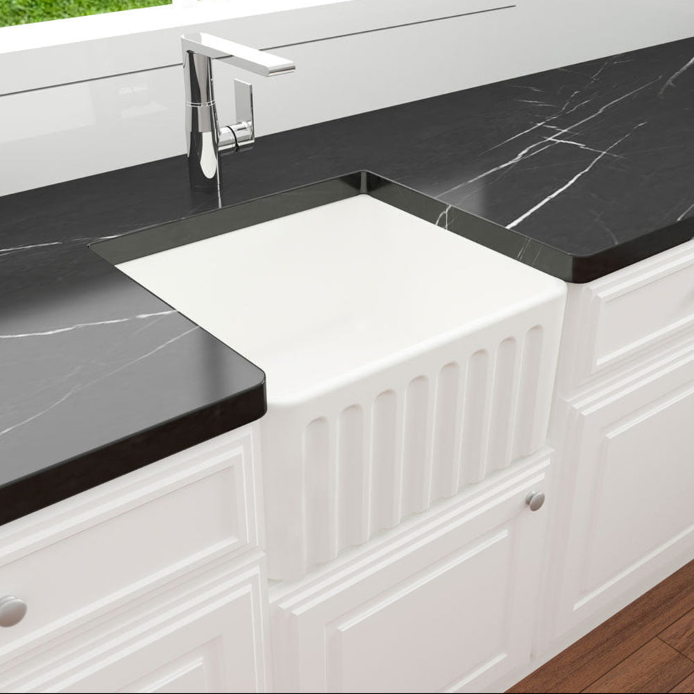 TURNER HASTINGS NOVI FINE FIRECLAY FARMHOUSE BUTLER SINK MATTE WHITE 500MM