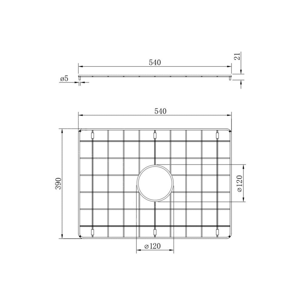 TURNER HASTINGS NOVI PROTECTIVE SINK GRID 540MM BRUSHED BRASS