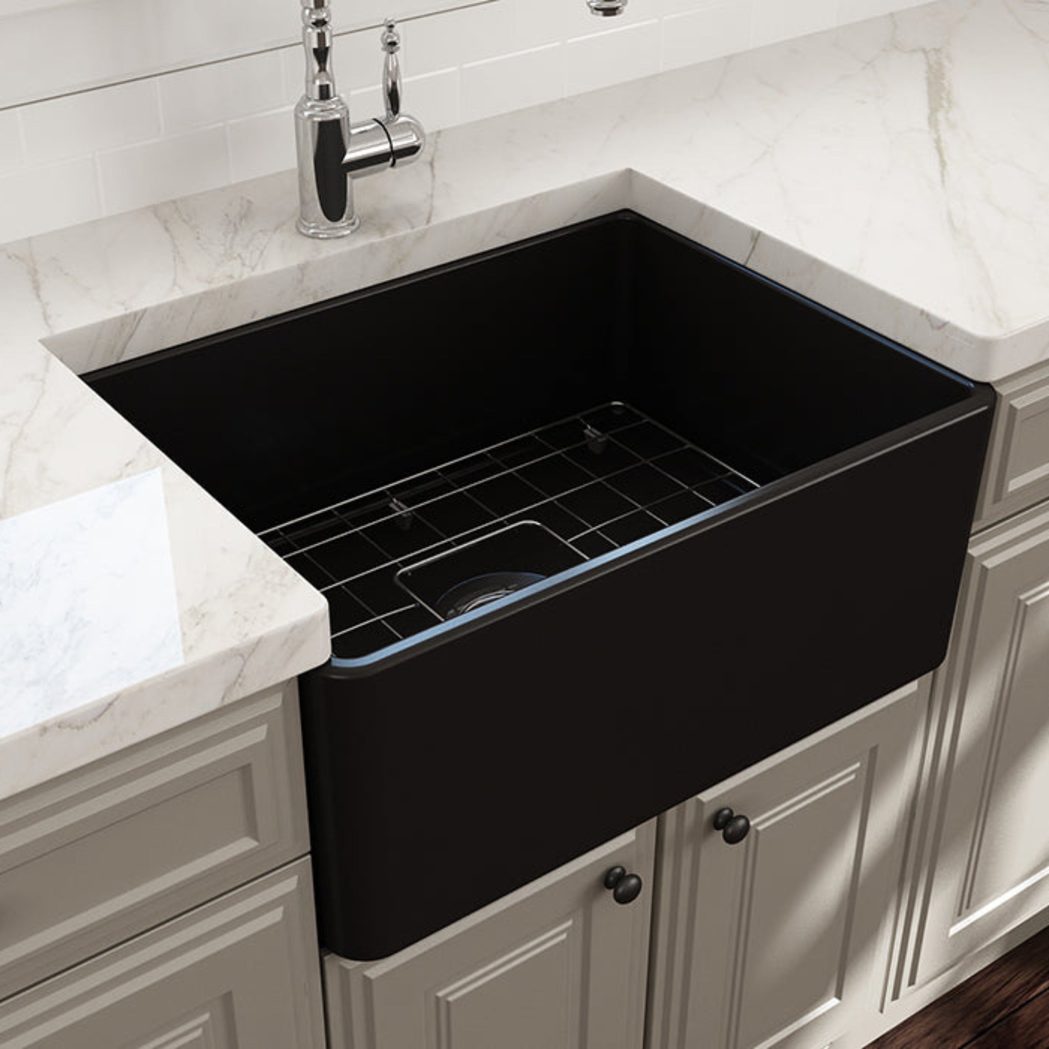 TURNER HASTINGS NOVI FARMHOUSE BUTLER SINK MATTE BLACK 600MM