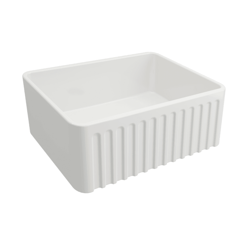 TURNER HASTINGS NOVI FARMHOUSE BUTLER SINK WITH OVERFLOW GLOSS WHITE 600MM