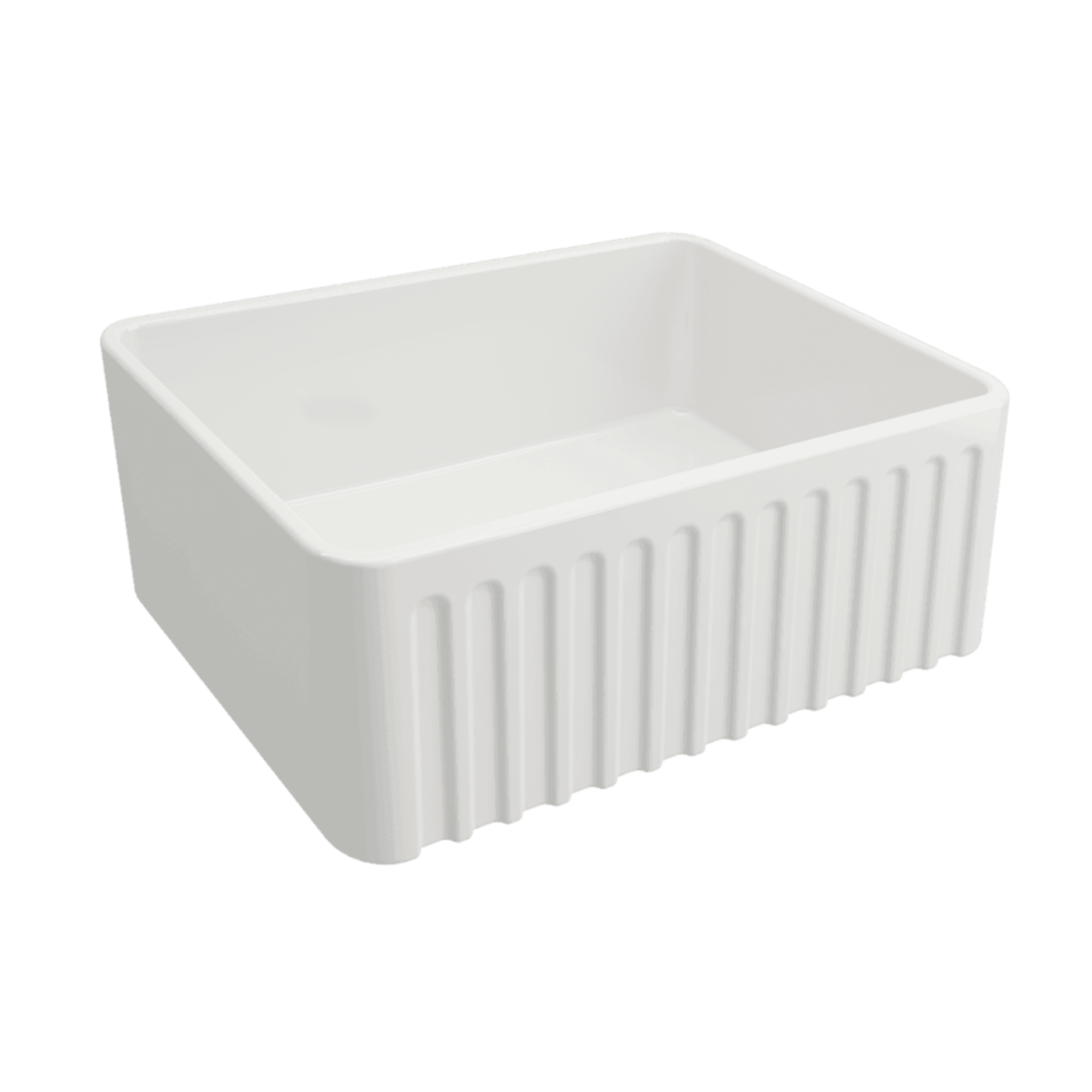 TURNER HASTINGS NOVI FARMHOUSE BUTLER SINK WITH OVERFLOW GLOSS WHITE 600MM