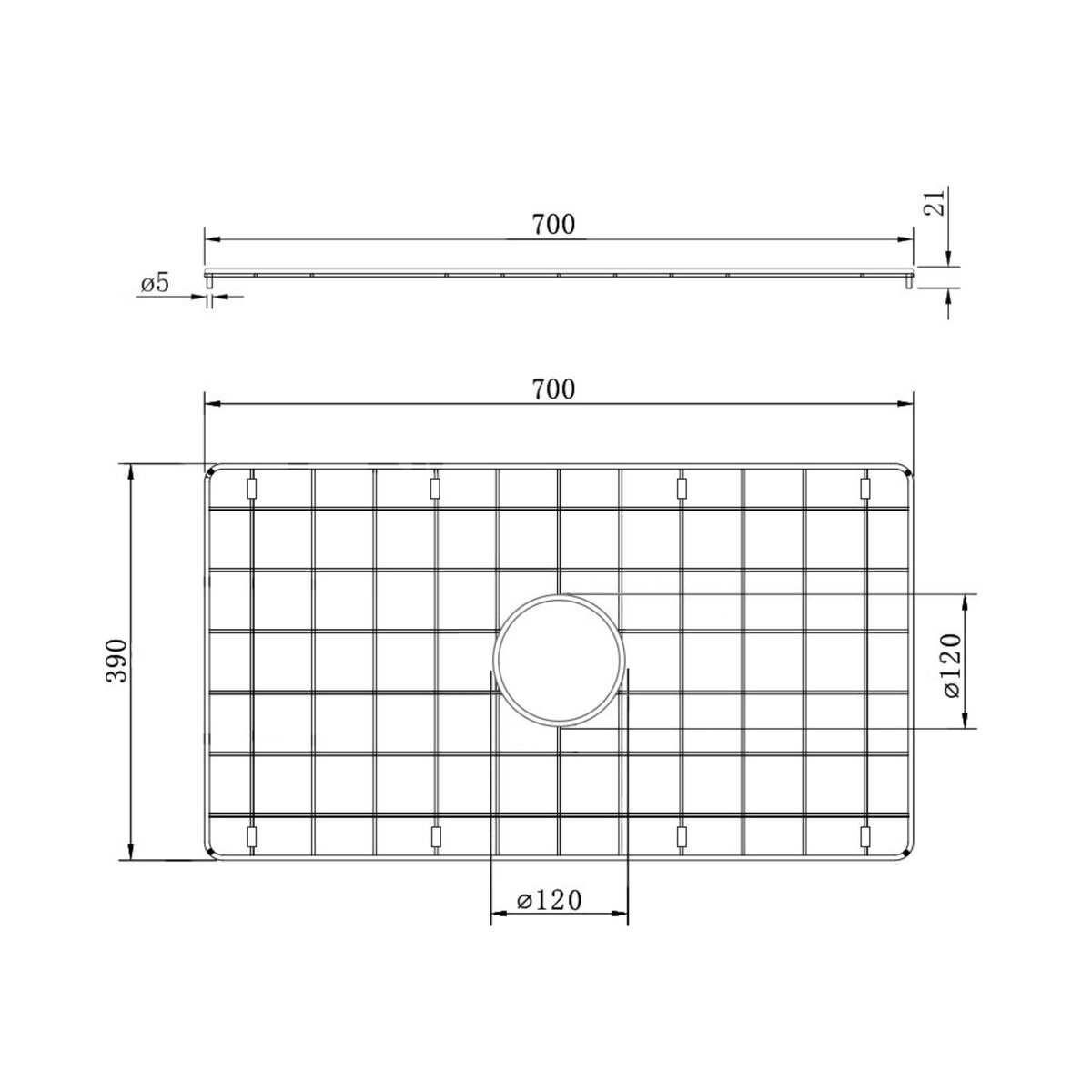TURNER HASTINGS NOVI PROTECTIVE SINK GRID 700MM STAINLESS STEEL