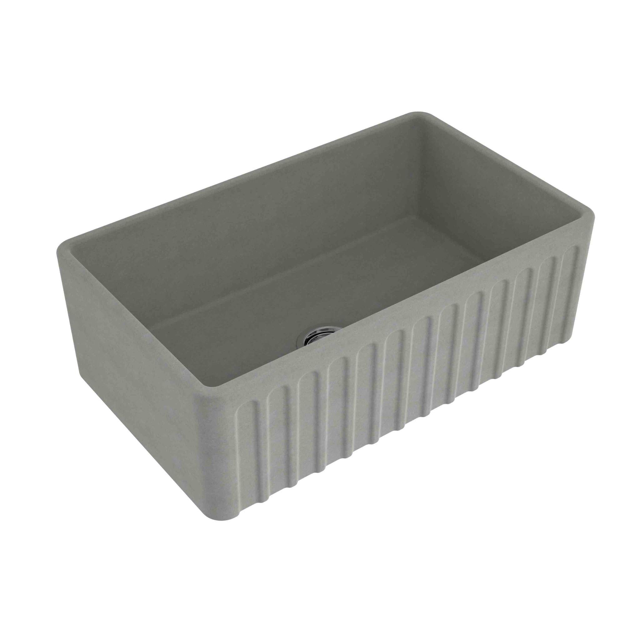 TURNER HASTINGS NOVI FARMHOUSE BUTLER SINK WITH OVERFLOW CONCRETE LOOK 765MM