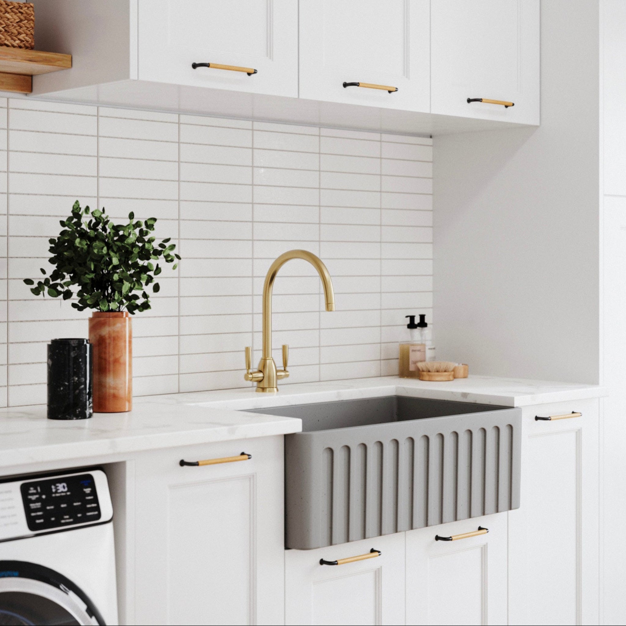 TURNER HASTINGS NOVI FARMHOUSE BUTLER SINK CONCRETE LOOK 765MM