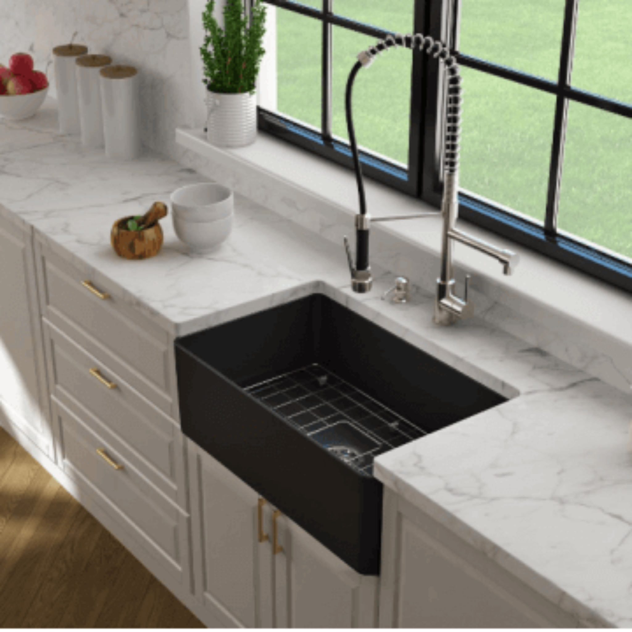 TURNER HASTINGS NOVI FARMHOUSE BUTLER SINK MATTE BLACK 765MM
