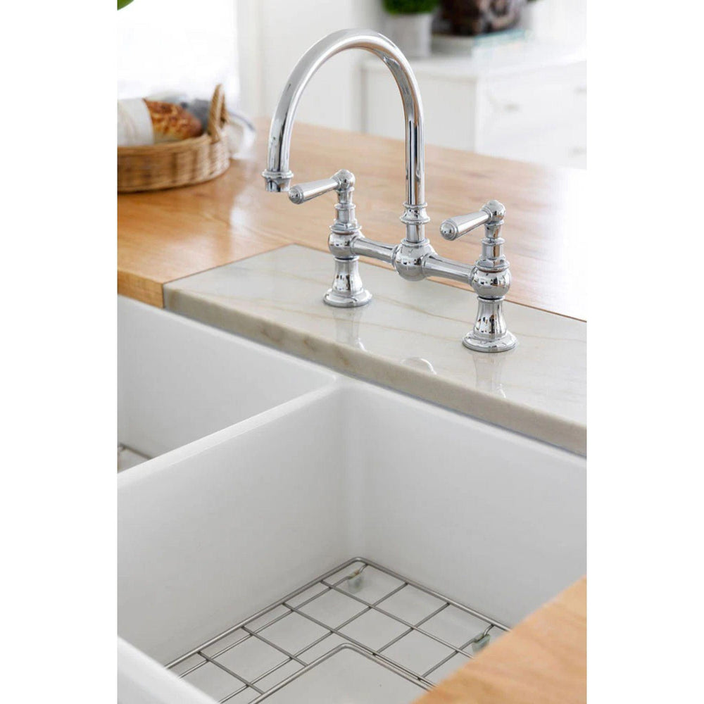 TURNER HASTINGS NOVI FARMHOUSE DOUBLE BOWL BUTLER SINK GLOSS WHITE 850MM