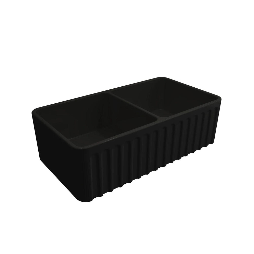 TURNER HASTINGS NOVI FARMHOUSE DOUBLE BOWL BUTLER SINK MATTE BLACK 850MM
