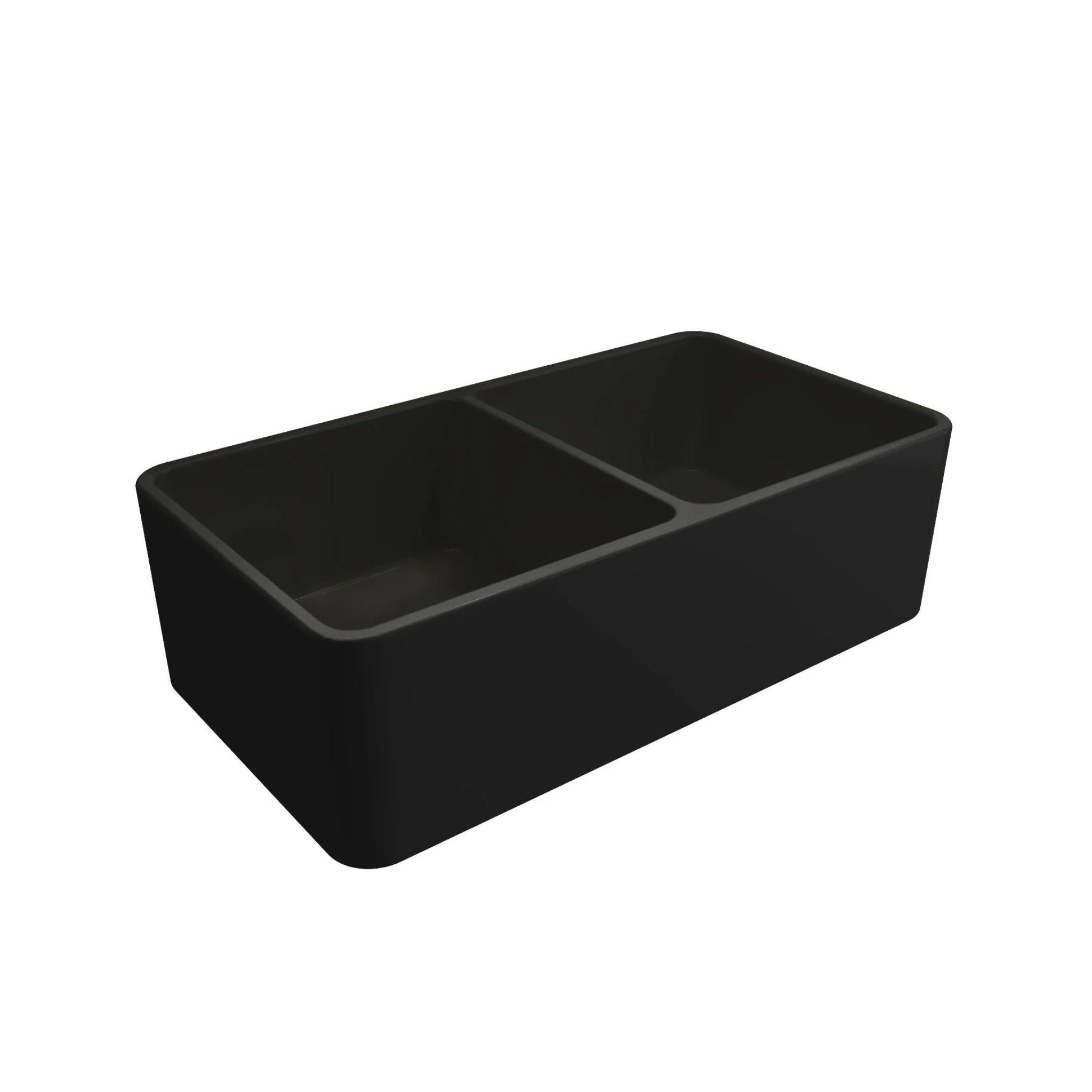 TURNER HASTINGS NOVI FARMHOUSE DOUBLE BOWL BUTLER SINK MATTE BLACK 850MM