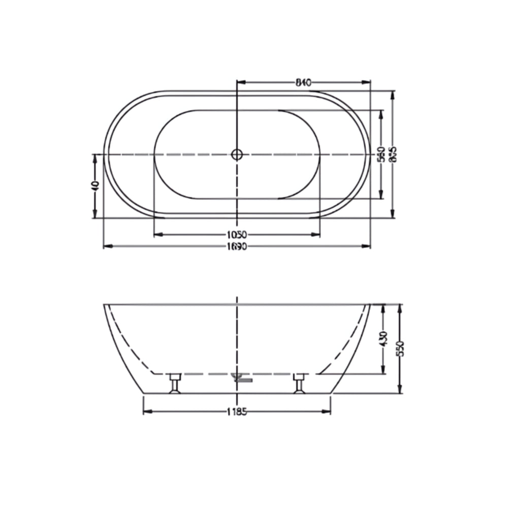 INFINITY NOAH FREESTANDING BATHTUB GLOSS WHITE (MULTIPLE SIZES AVAILABLE)