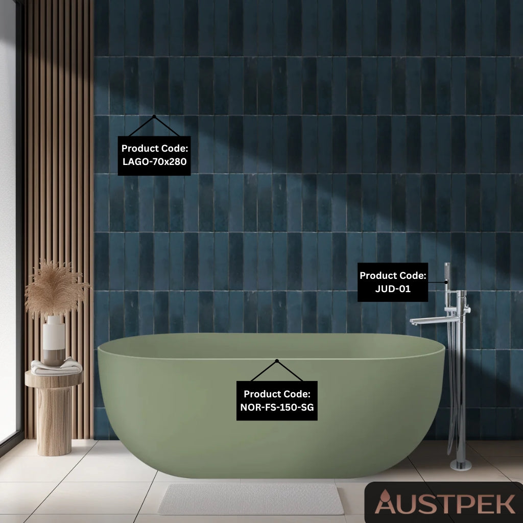 LINSOL NORA FREESTANDING BATHTUB SAGE GREEN (AVAILABLE IN 1500MM AND 1700MM)