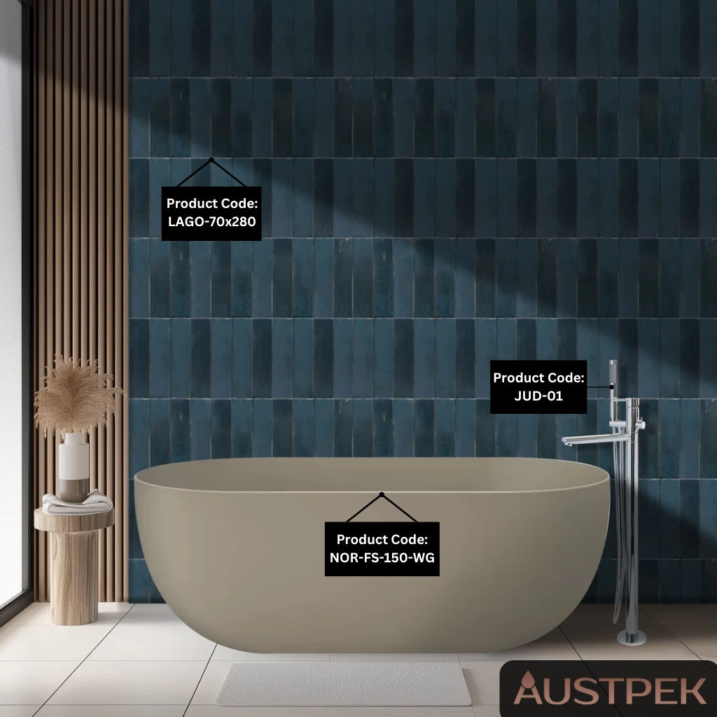 LINSOL NORA FREESTANDING BATHTUB WARM GREY (AVAILABLE IN 1500MM AND 1700MM)