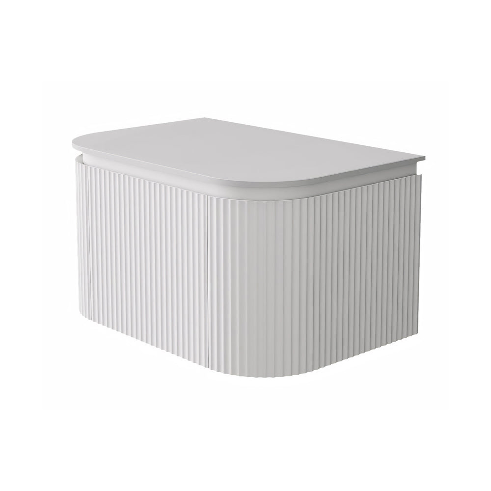 VITO NOOSA MATTE WHITE 900MM FLUTED CURVED SINGLE BOWL WALL HUNG VANITY