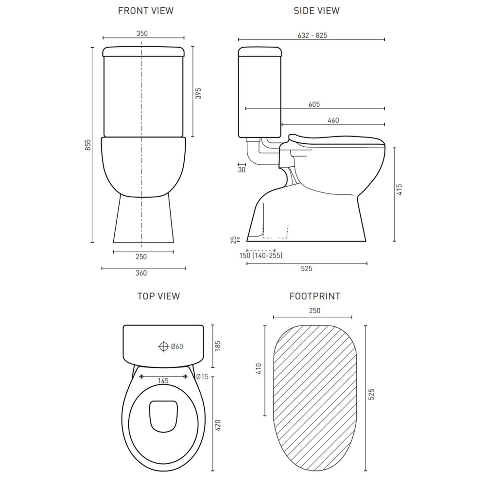 DECINA NOVARA CONNECTOR TOILET SUITE GLOSS WHITE