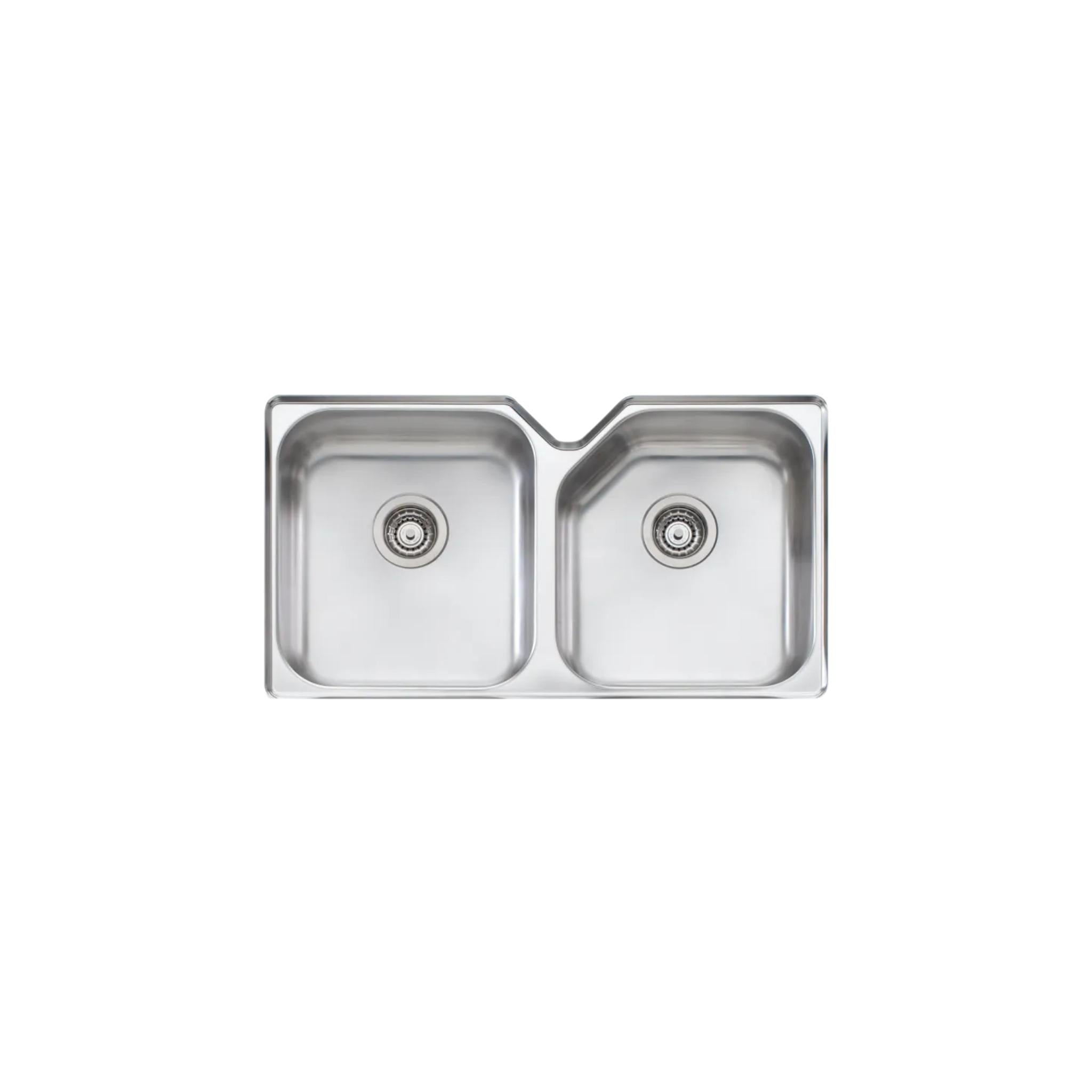 OLIVERI NU-PETITE DOUBLE BOWL UNDERMOUNT ALFRESCO AND KITCHEN SINK STAINLESS STEEL 881MM