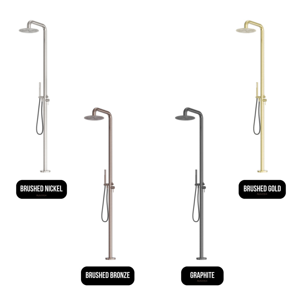 NERO ZEN OUTDOOR FREESTANDING SHOWER COLUMN BRUSHED GOLD