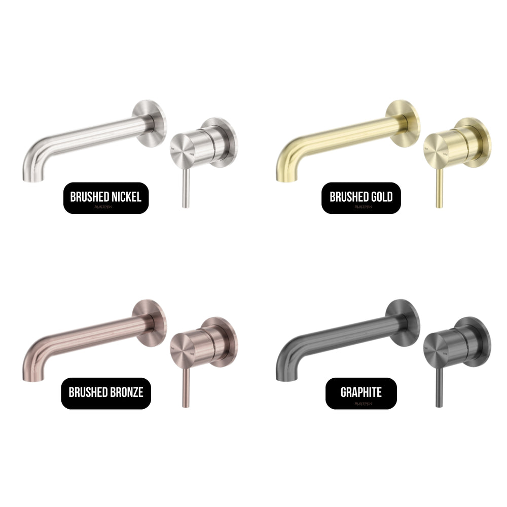 NERO ZEN WALL BASIN/BATH MIXER SEPARATE BACK PLATE SPOUT BRUSHED GOLD (AVAILABLE IN 185MM AND 230MM )