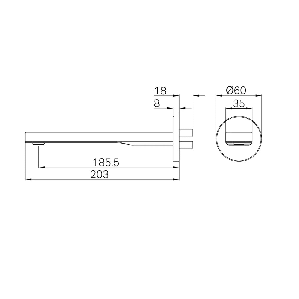 NERO PURE ROUND BATH SPOUT 203MM BRUSHED GOLD