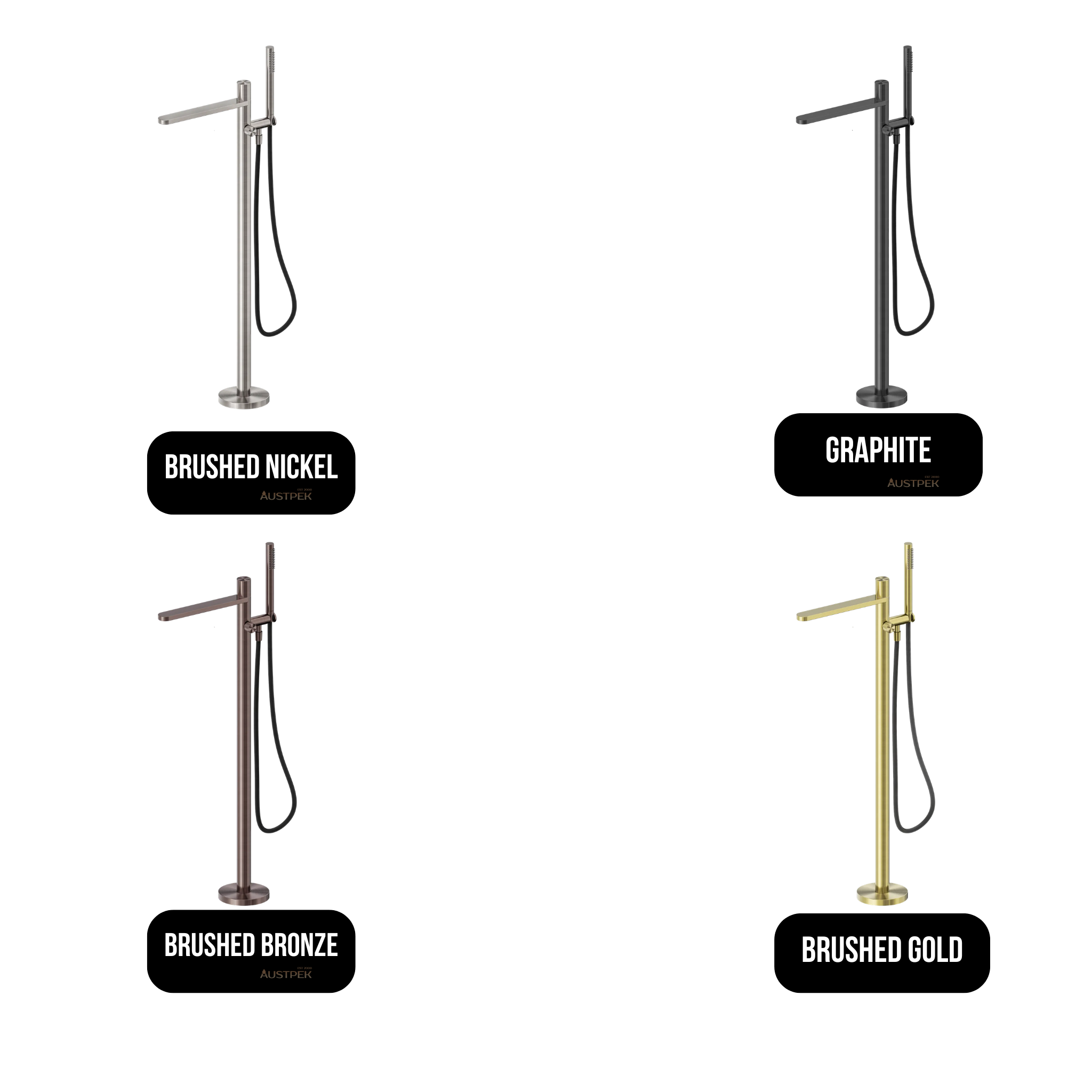 NERO PURE PROGRESSIVE FREESTANDING BATH MIXER WITH OUTDOOR SHOWER HOSE 1156MM GRAPHITE