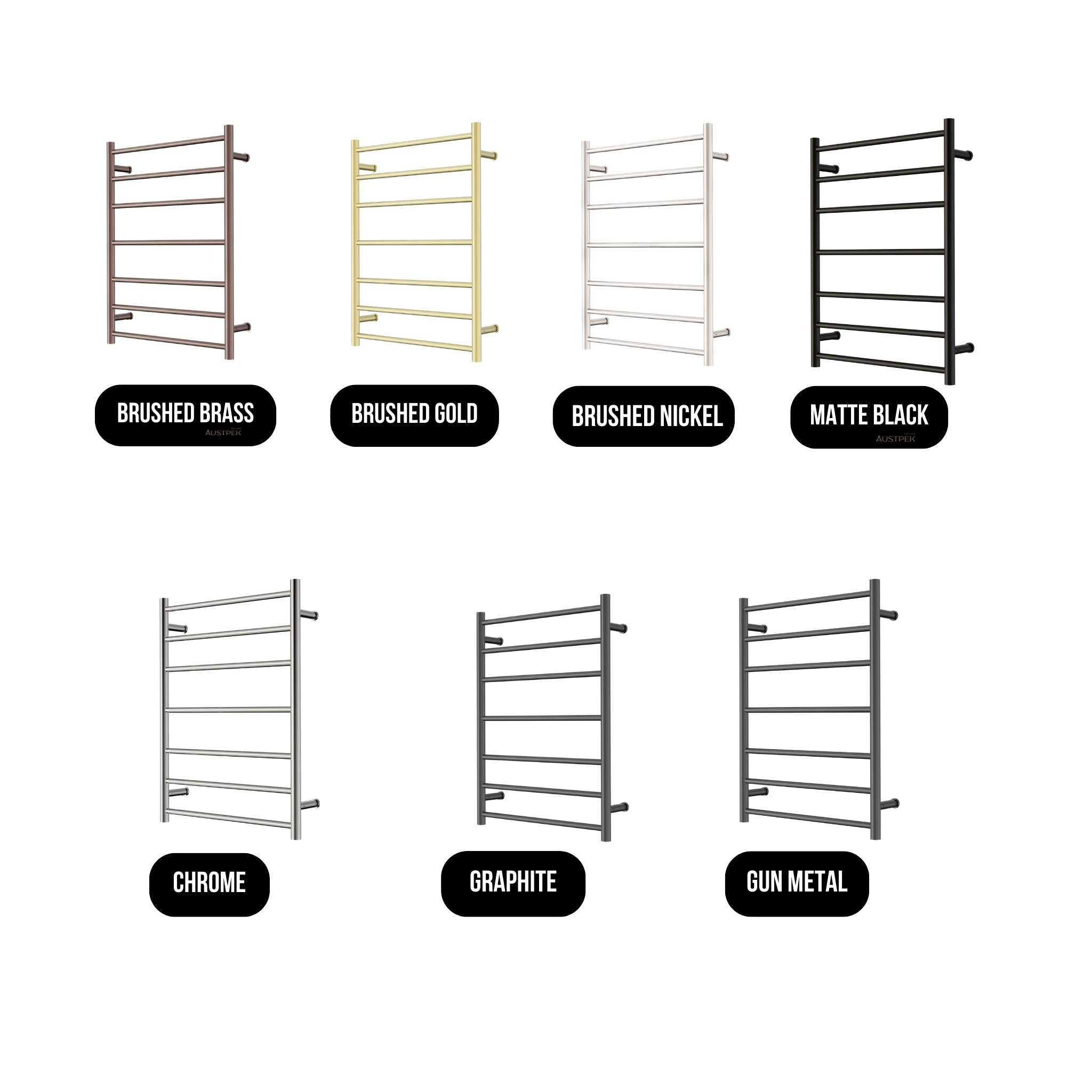 NERO MECCA 7-BAR LADDER HEATED TOWEL CHROME 800MM