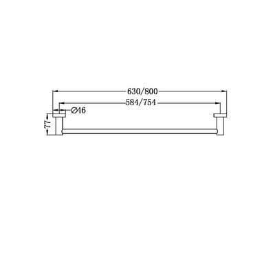 NERO MECCA SINGLE NON-HEATED TOWEL RAIL BRUSHED NICKEL (AVAILABLE IN 600MM AND 800MM)