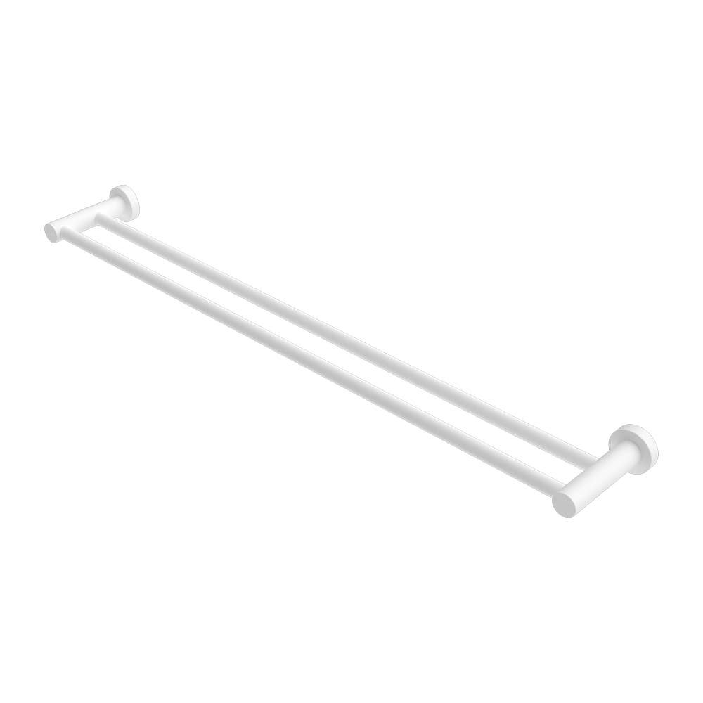 NERO MECCA DOUBLE NON-HEATED TOWEL RAIL MATTE WHITE (AVAILABLE IN 600MM AND 800MM)