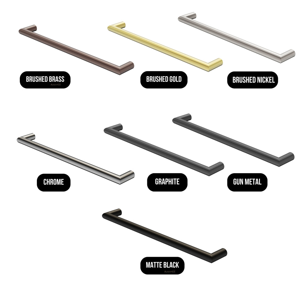 NERO MECCA SINGLE HEATED TOWEL RAIL BRUSHED NICKEL 632MM