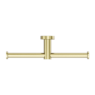 NERO MECCA DOUBLE TOILET ROLL HOLDER BRUSHED GOLD