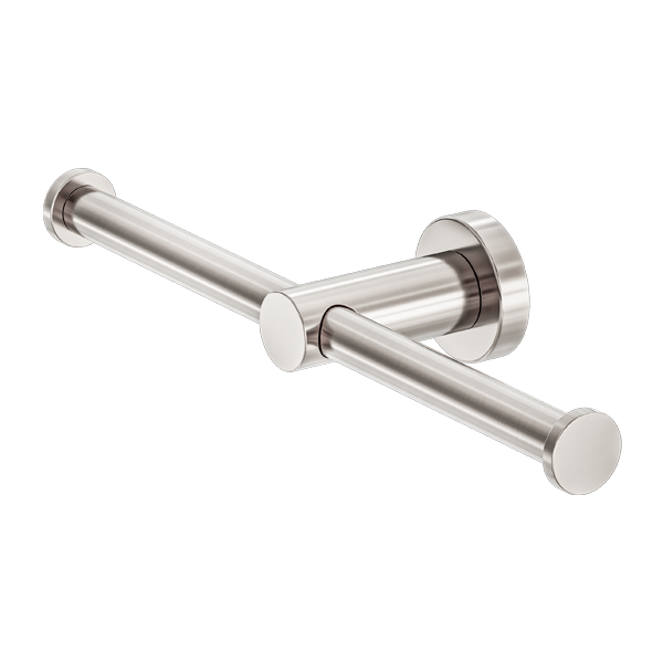 NERO MECCA DOUBLE TOILET ROLL HOLDER BRUSHED NICKEL