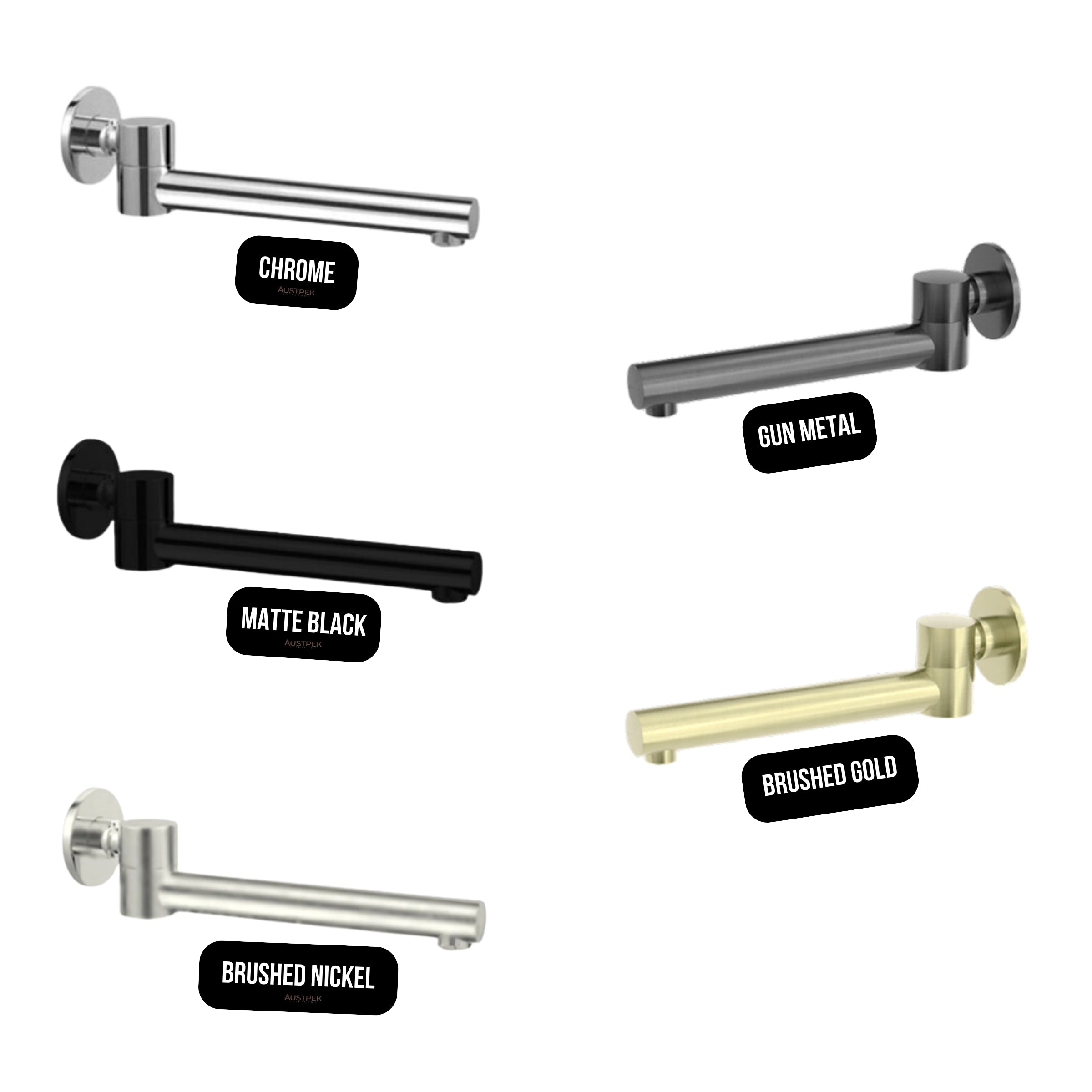 NERO DOLCE WALL MOUNTED SWIVEL BATH SPOUT 242MM BRUSHED GOLD