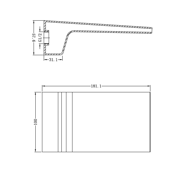 NERO ASTRA BATH SPOUT 181MM CHROME