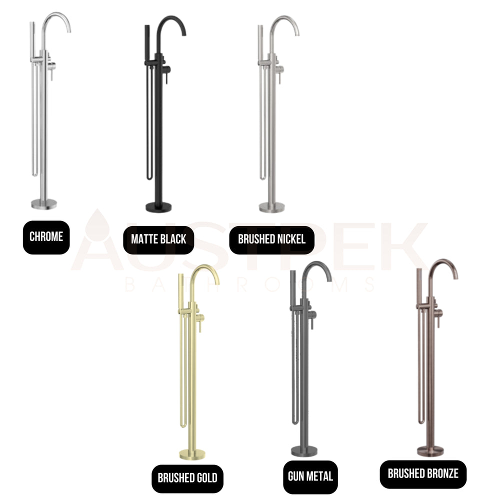 NERO MECCA FREESTANDING MIXER WITH HAND SHOWER 1065MM BRUSHED GOLD