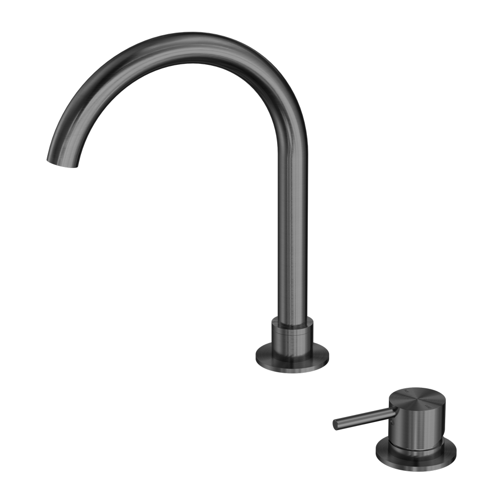 NERO MECCA HOB BASIN MIXER ROUND SWIVEL SPOUT GUN METAL