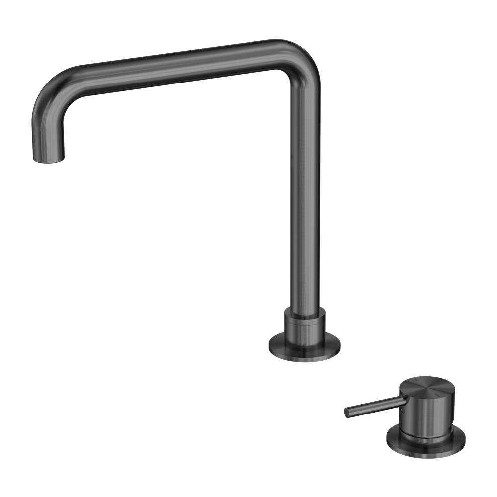 NERO MECCA HOB BASIN MIXER SQUARE SWIVEL SPOUT GUN METAL