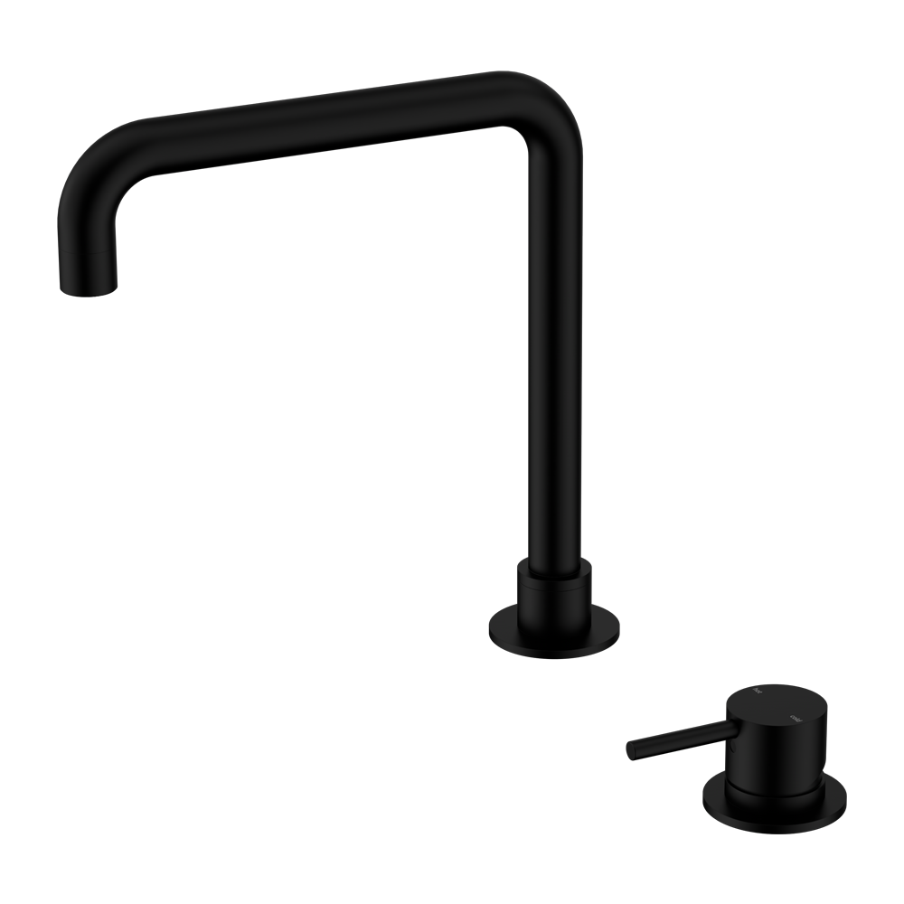 NERO MECCA HOB BASIN MIXER SQUARE SWIVEL SPOUT MATTE BLACK