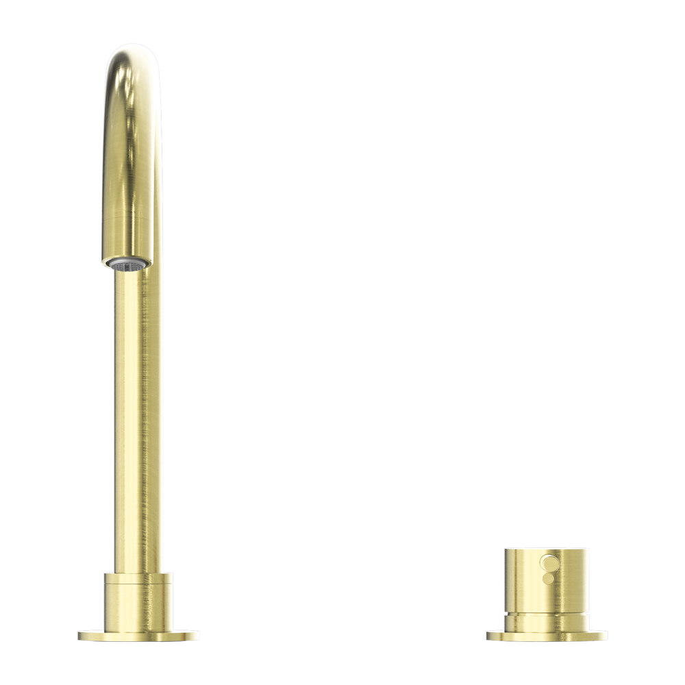 NERO MECCA HOB BASIN MIXER ROUND SWIVEL SPOUT BRUSHED GOLD