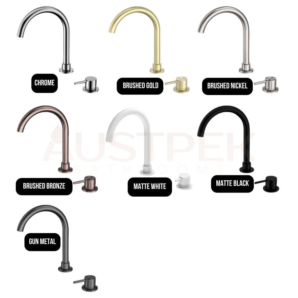 NERO MECCA HOB BASIN MIXER ROUND SWIVEL SPOUT BRUSHED NICKEL