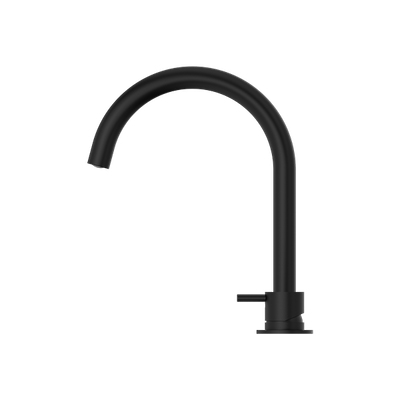 NERO MECCA HOB BASIN MIXER ROUND SWIVEL SPOUT MATTE BLACK
