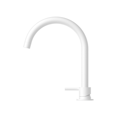 NERO MECCA HOB BASIN MIXER ROUND SWIVEL SPOUT MATTE WHITE