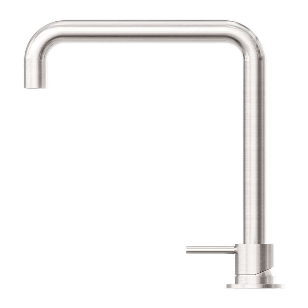 NERO MECCA HOB BASIN MIXER SQUARE SWIVEL SPOUT BRUSHED NICKEL